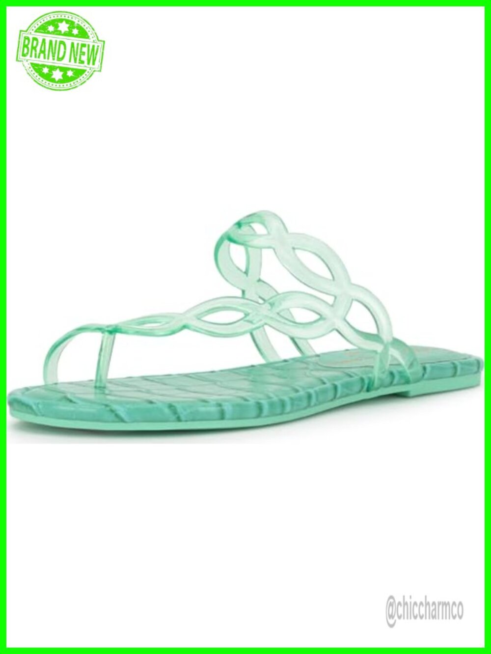 Slide Sandals Flat Open Toe TPU Strapless Slip On